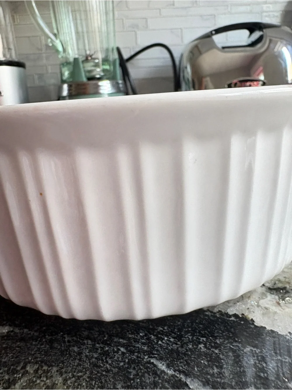 Corning French white. Casserole baking dish. Glass.